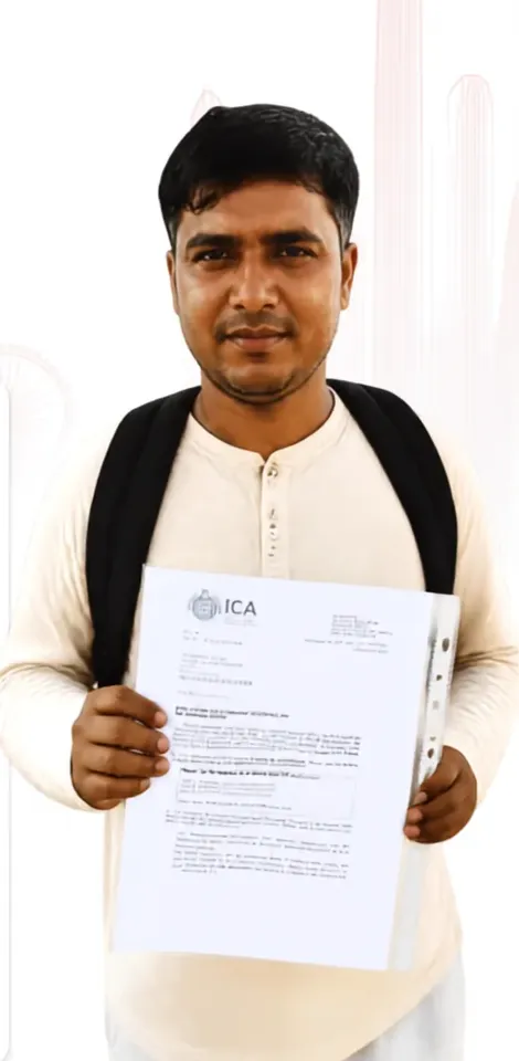 Immigration Express client holding an ICA letter