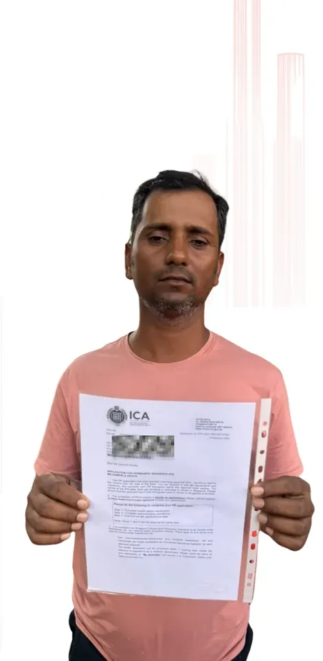 Immigration Express client holding an ICA letter