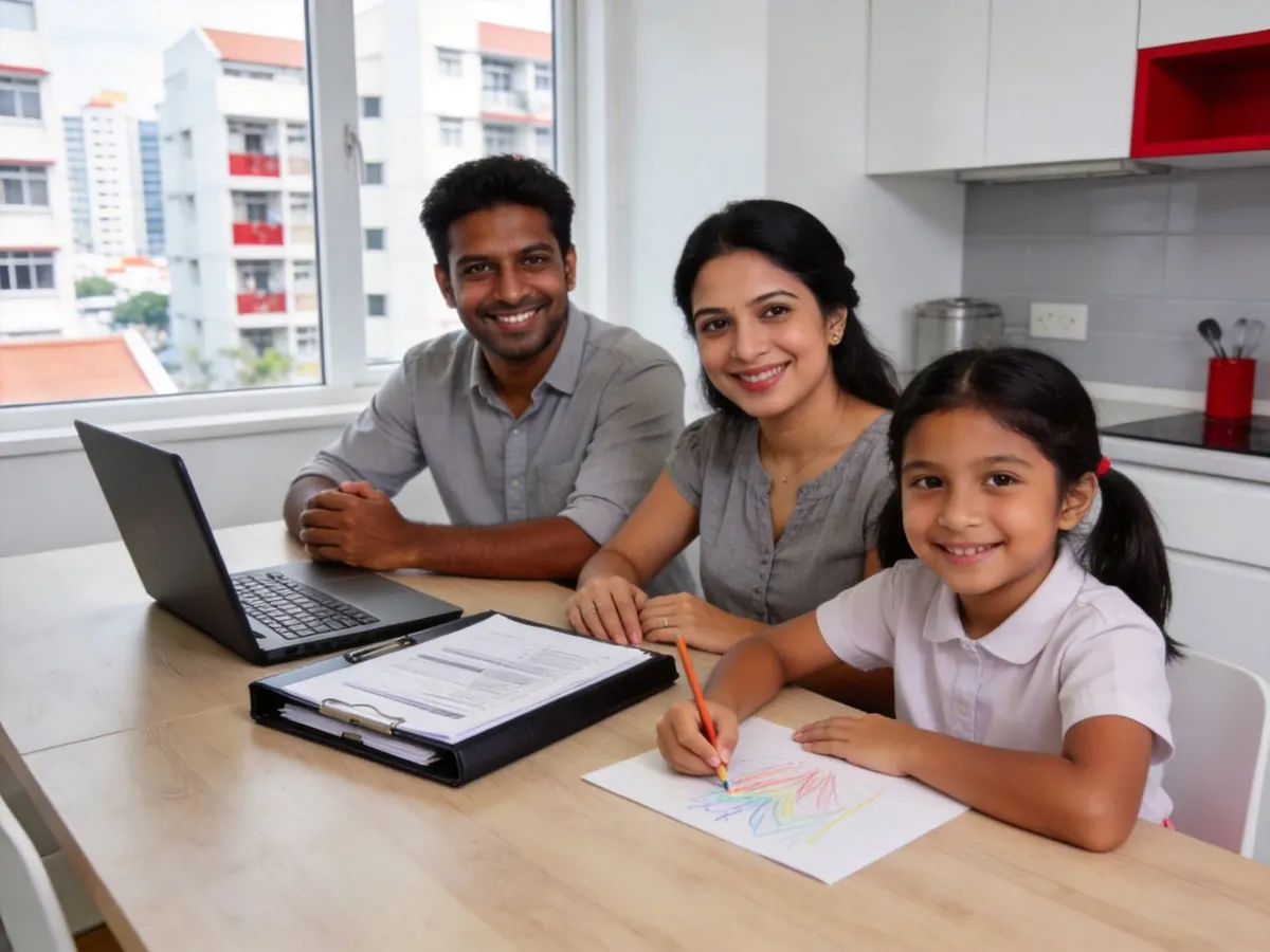 A family in Singapore preparing their PR documents together