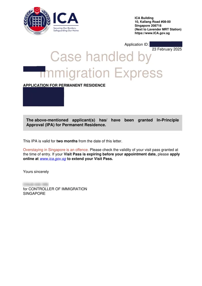 Redacted ICA letter: Family of four, Feb 2025